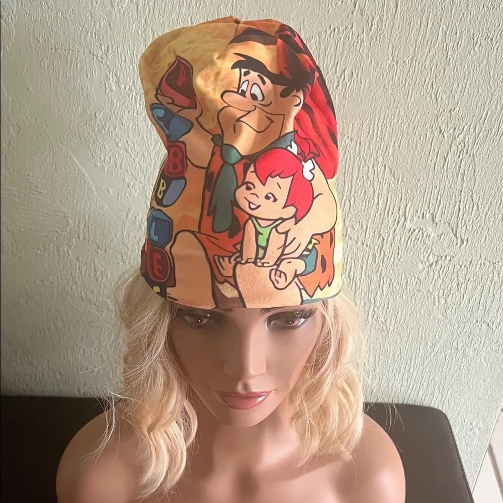 #1213=Unisex Flintstones Beanie - Orange and Red